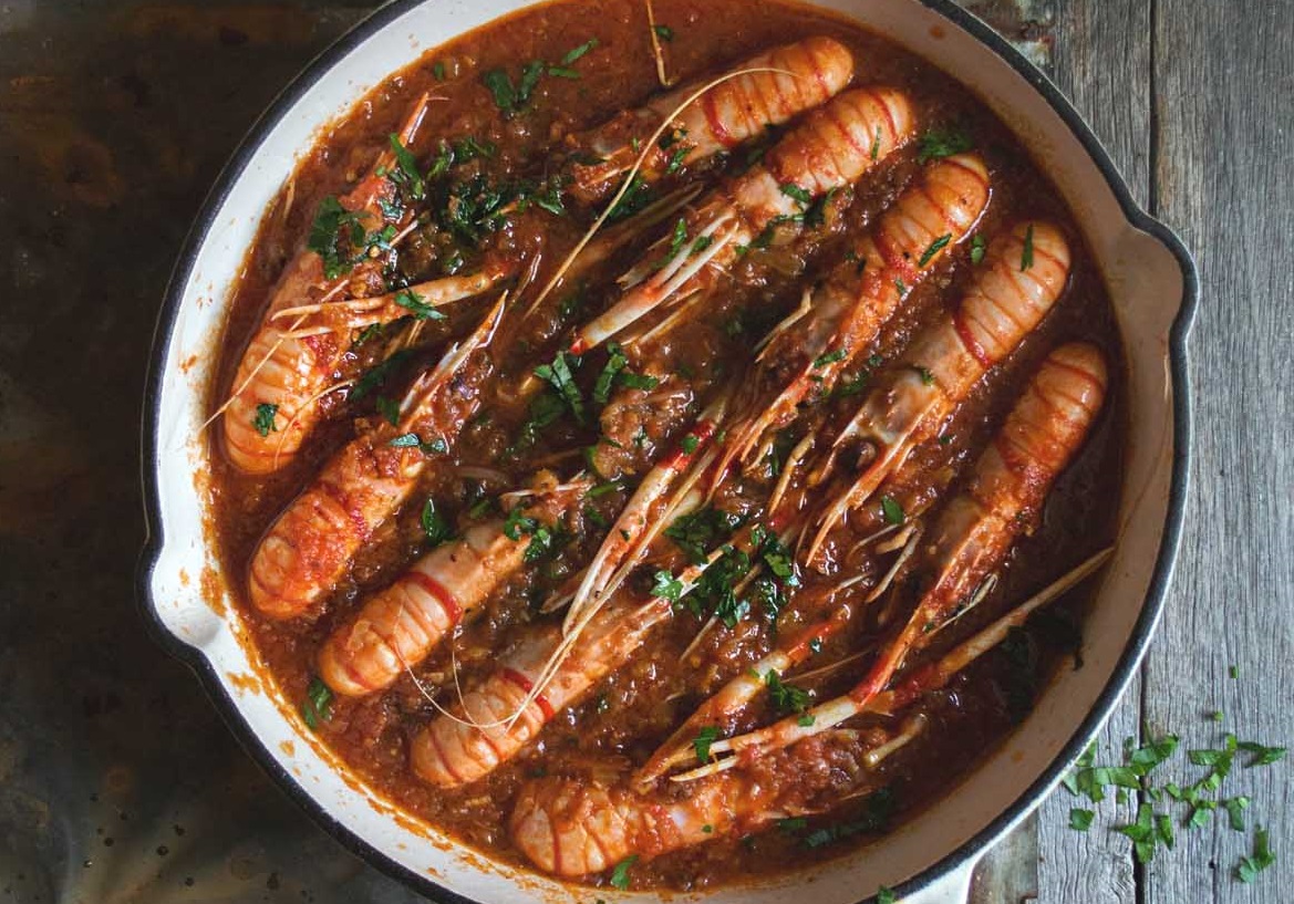 Gambas del Kvarner estilo Buzara